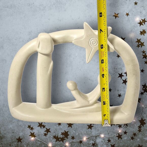 Hand Carved Kenyan Soapstone Nativity Scene Minimalist Modern Holy Family Christ - Picture 8 of 8